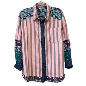 free people Wild Dunes Stripe Shirt Size XS We The Free Button Up Cotton